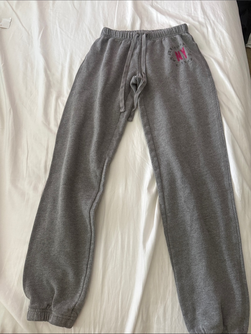 Gray Girls' Jogger Sweatpants with Pink Accent from aeropostale